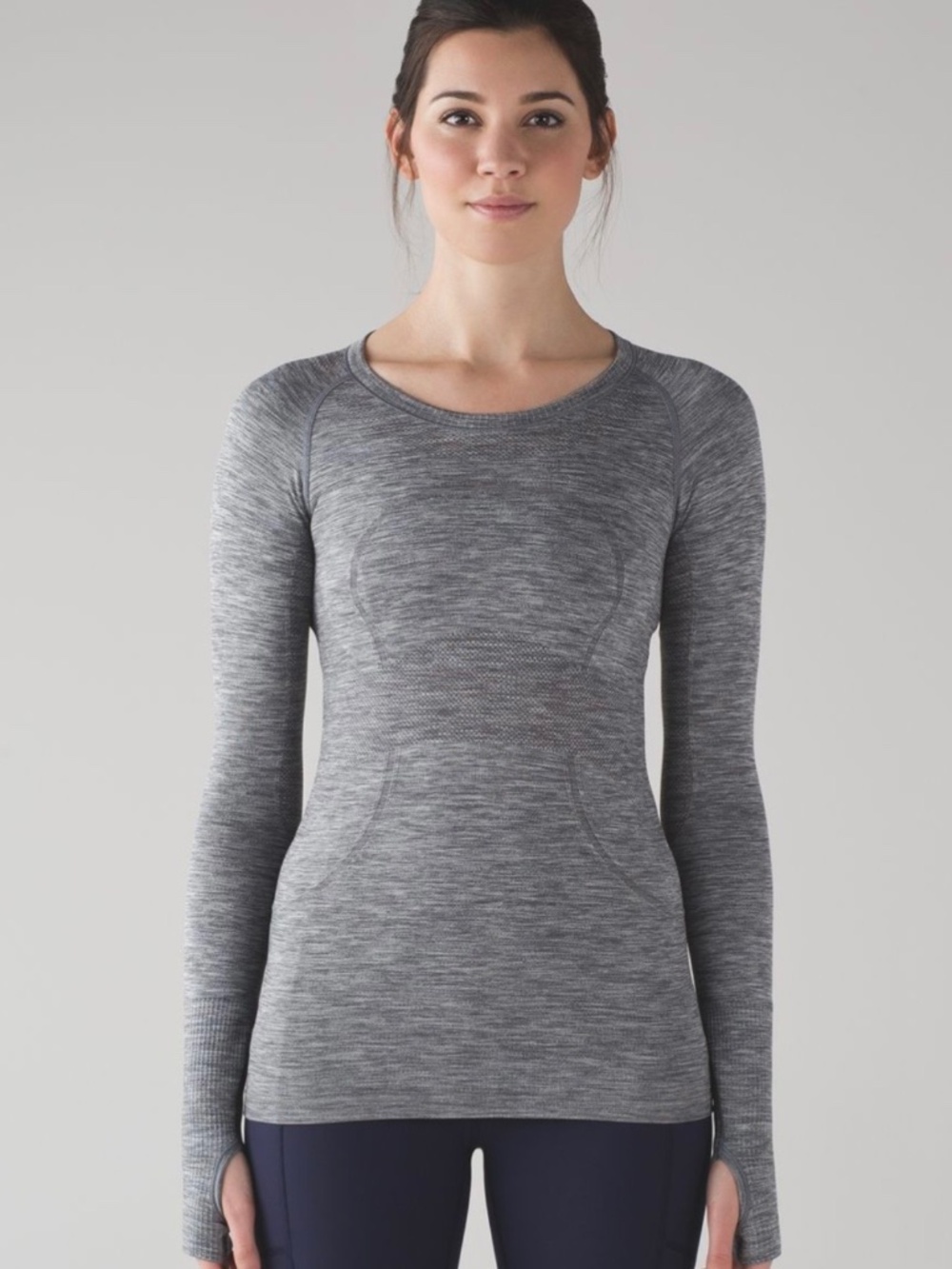 Lululemon Swiftly Tech Long Sleeve Crew 8 Slate White Heather Seamless Thumbhole